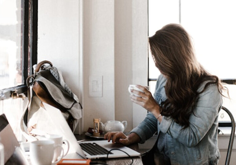 girl working from home